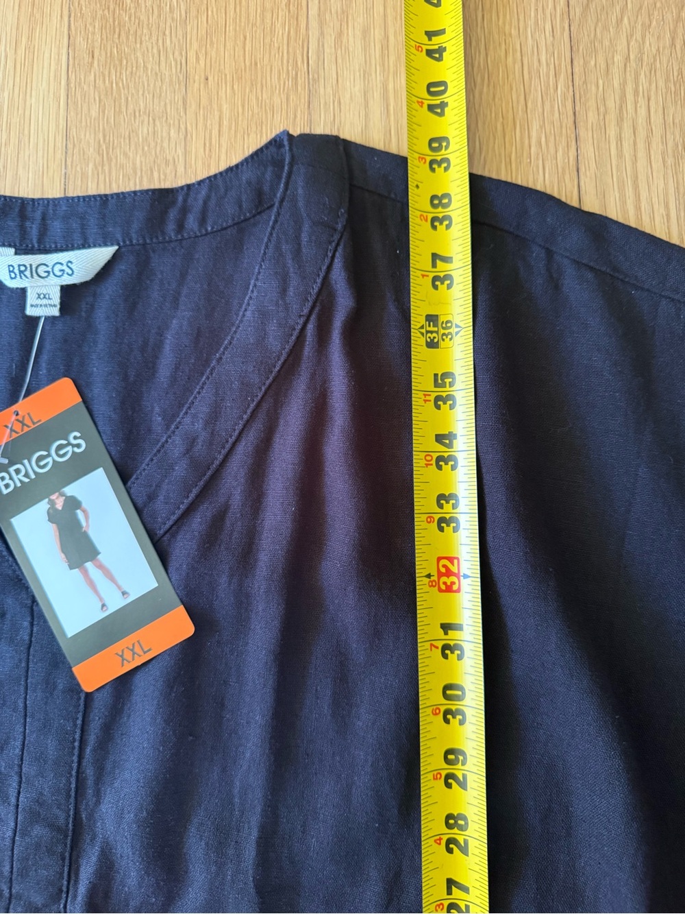 BRIGGS Black Linen Blend V Neck Shift Dress XXL NWT Pockets - Picture 8 of 8